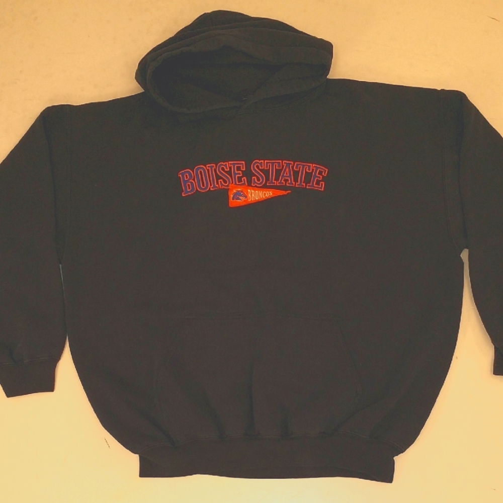 Boise State Broncos Hoodie 52"ches Satin Embroidered Letters w Pennant Navy Blue